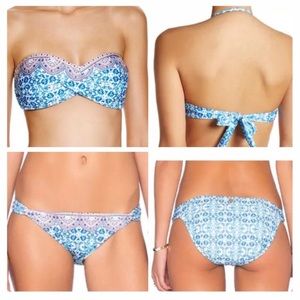 NANETTE LEPORE SEASIDE LARGE BANDEAU TOP & XSMALL BOTTOM BIKINI NEW